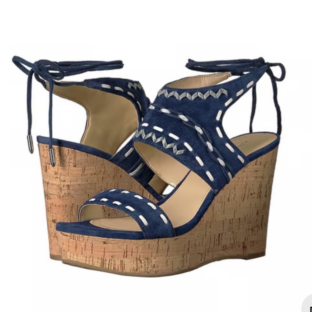 Navy Wedge Sandals